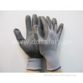 Grey Nylon Liner Black Square PU Coated Working Gloves (DPU412)